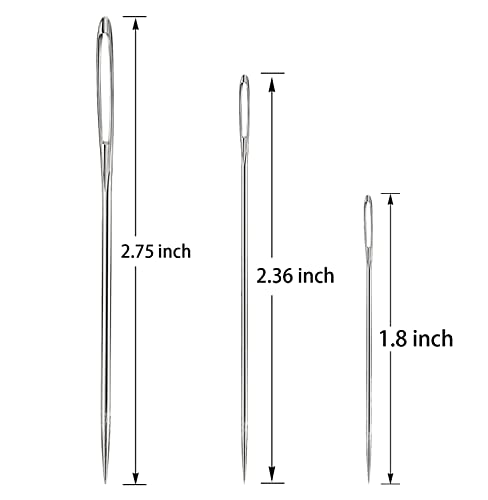 Hekisn Large Eye Sewing Needles, Sewing Needles, Stainless Steel Embroidery Thread Needle, Handmade Yarn Knitting Needles Leather Needle (21 Pieces) - Image 2