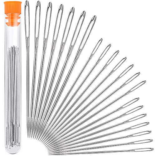 Hekisn Large Eye Sewing Needles, Sewing Needles, Stainless Steel Embroidery Thread Needle, Handmade Yarn Knitting Needles Leather Needle (21 Pieces) - Image 1