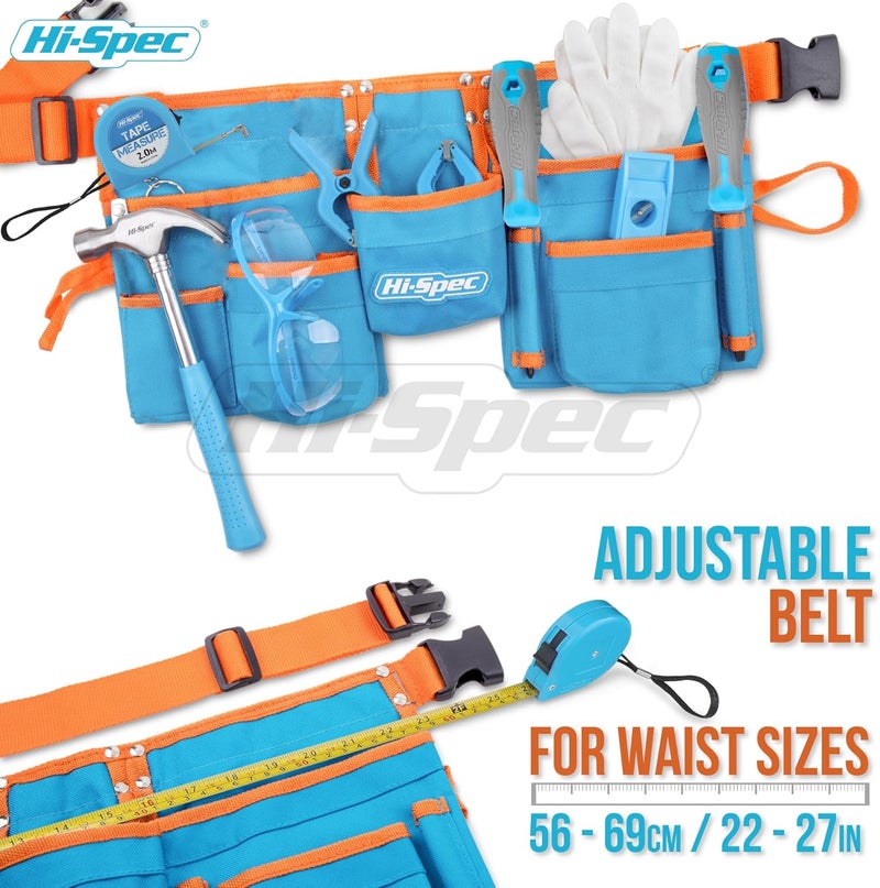 Hi-Spec 16 Piece Kid's Blue Tool Kit Set with Tool Belt - Real Metal DIY Hand Tools for Children - Image 4