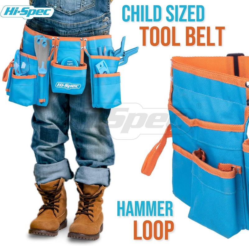 Hi-Spec 16 Piece Kid's Blue Tool Kit Set with Tool Belt - Real Metal DIY Hand Tools for Children - Image 3