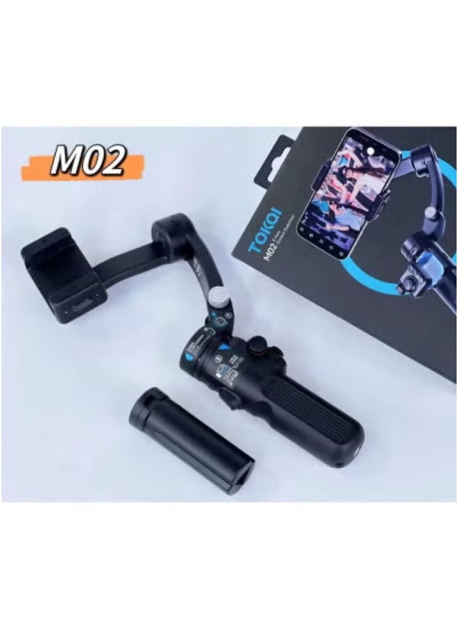 TOKQI New M02 Folding 3-Axis Gimbal Stabilizer Tripod with Smart Face Tracking | Foldable Selfie Stick with Adjustable Fill Light | 360° Rotation for Smooth Video & Photos | Portable Tripod Stand for iPhone & Android | Ideal for Vlogging, Live Streaming, Travel & Video Calls  - Image 5