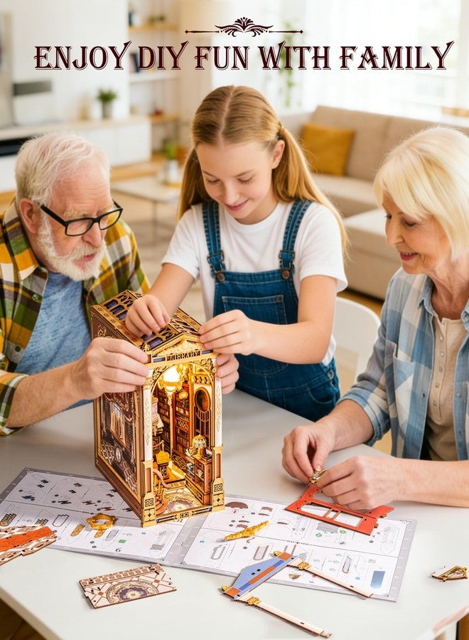 رولايف مجموعة روليف DIY لركن الكتب - أحجية خشبية ثلاثية الأبعاد لمكتبة العجائب | منزل باروكي مصغر مع ثريا كبيرة وإضاءة LED تعمل باللمس | ديكور رف كتب مقاس 10.4 بوصة | هدية إبداعية للكبار (258 قطعة) - Image 3