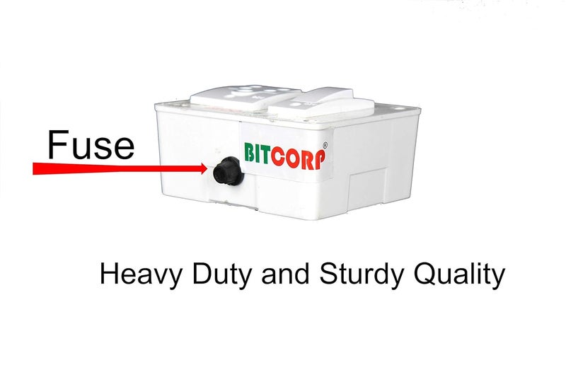 Bitcorp Extension Board Small and Heavy Duty Junction Box 6A 10A 1 Way Socket 1 Switch 2000 Load Capacity High Voltage with Thermal Protection Surge Control 25 Meter Long Cable Cord White - Image 3