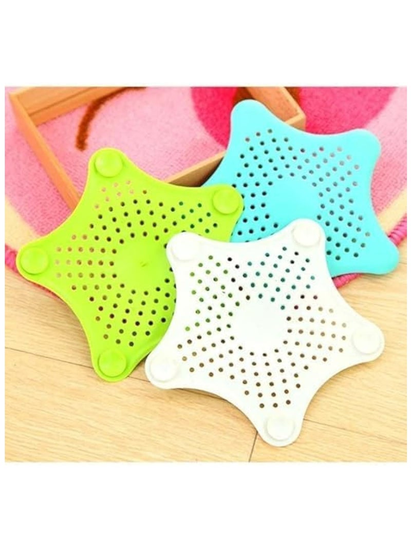 Oasisgalore Starfish Silicone Sink Strainers 3-Pack, Kitchen & Bathroom Drain Hair Catcher Stopper Cover  - Image 1