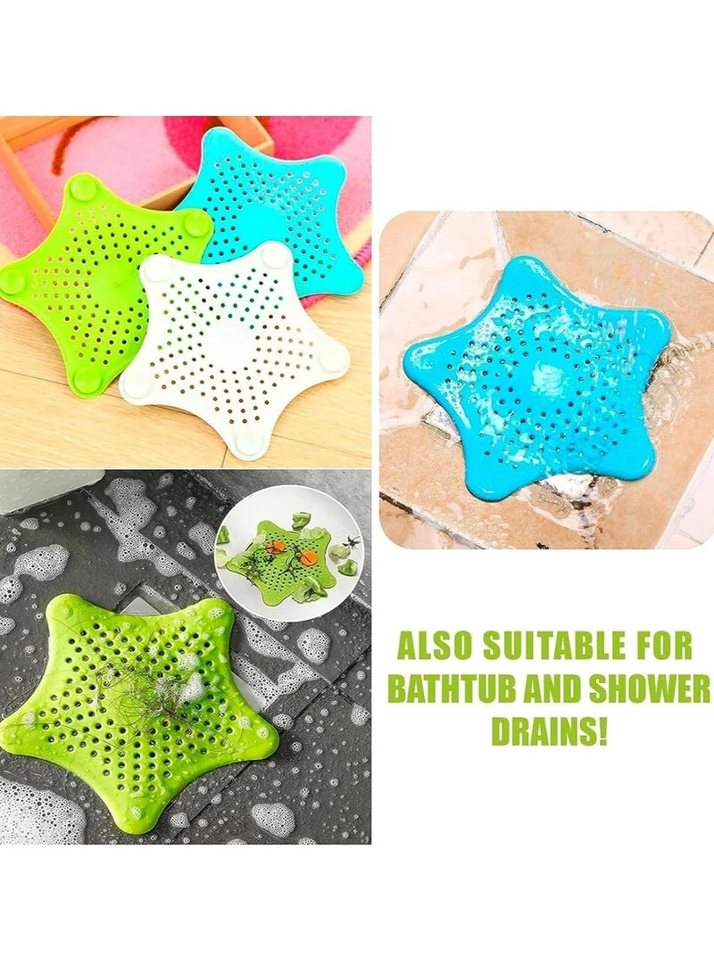 Oasisgalore Starfish Silicone Sink Strainers 3-Pack, Kitchen & Bathroom Drain Hair Catcher Stopper Cover  - Image 3