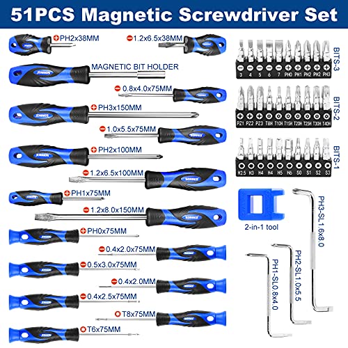 SORAKO 51-Piece Screwdriver Set, Multi-Purpose Magnetic Screwdriver Set with Case, Precision Screwdrivers tool Kit for Home Repair/Improvement/Craft/Men Gift - Image 2