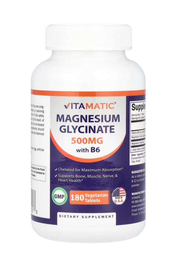 Vitamatic Magnesium Glycinate with B6 180 Vegetarian Tablets