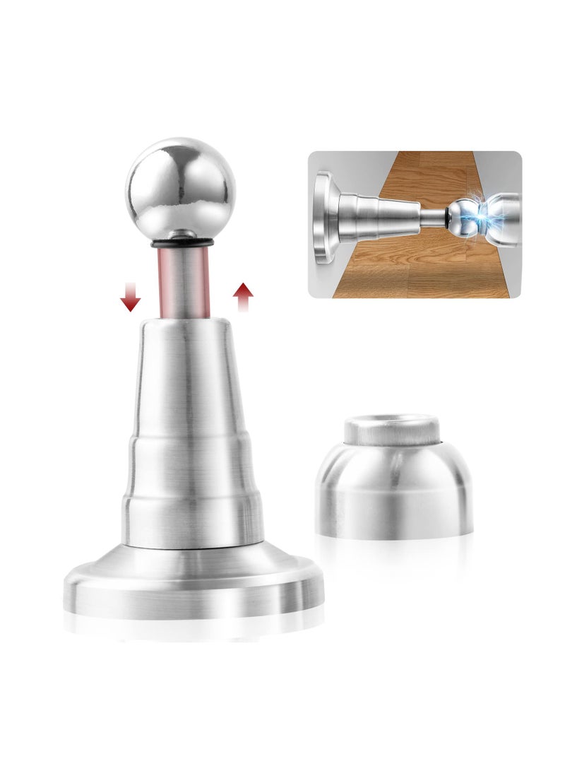 SOLARAE Magnetic Door Stop, Soft Catch Magnetic Door Holder with Updated Hydraulic Shock Absorber, Stainless Steel, Heavy Duty Magnetic Door Stopper Floor Wall Mounted Outdoor Doorstop, Keep Door Open - Image 1