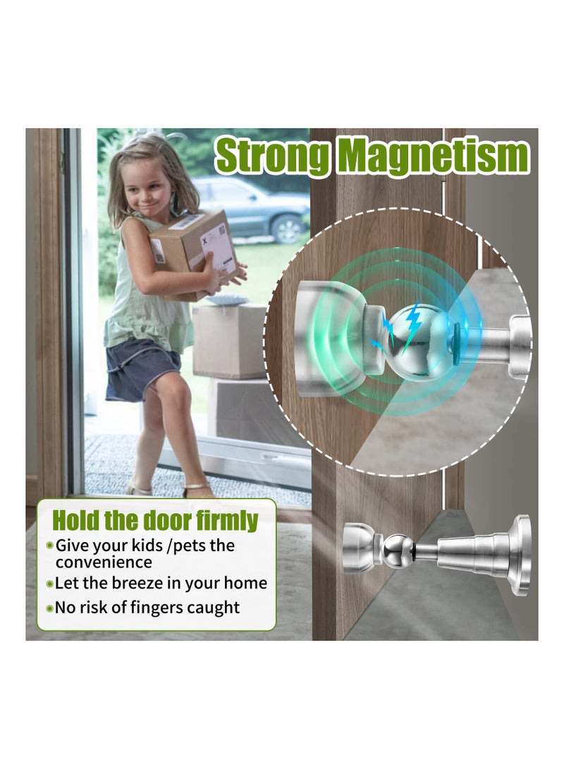 SOLARAE Magnetic Door Stop, Soft Catch Magnetic Door Holder with Updated Hydraulic Shock Absorber, Stainless Steel, Heavy Duty Magnetic Door Stopper Floor Wall Mounted Outdoor Doorstop, Keep Door Open - Image 3