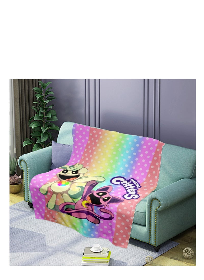 Y&D poppy playtime smiling crittersFlannel Throw Blanket  Super Soft Lightweight Air Conditioner Blanket Cooling Summer Blanket Towel Blanket for Couch  - Image 1