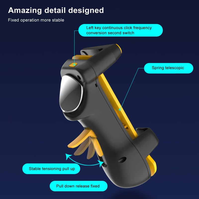 Tablet PC Gamepad Yellow: 4 Fingers Operation, Left Button Continuous Shooting Frequency Conversion Second Switching, Full Protection - Stable Fixed Operation Light Indicator Game Equipment for Androi - Image 3