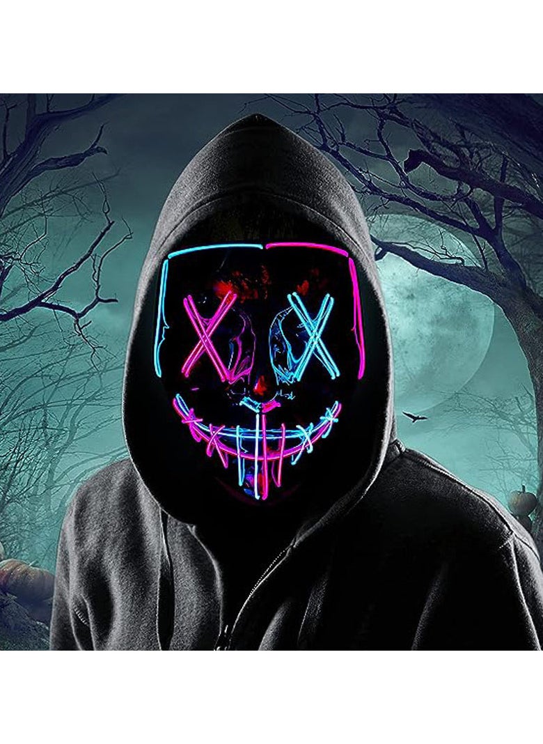 AUTOYSUR LED Mask, LED Light up Mask Scary Mask for Festival Party, 2 colors Mask with 3 Light Modes  - Image 1