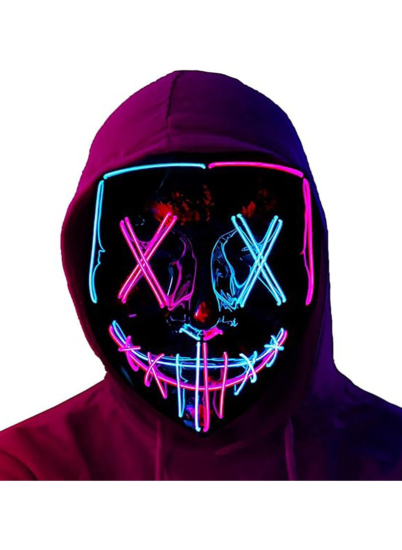 AUTOYSUR LED Mask, LED Light up Mask Scary Mask for Festival Party, 2 colors Mask with 3 Light Modes  - Image 2