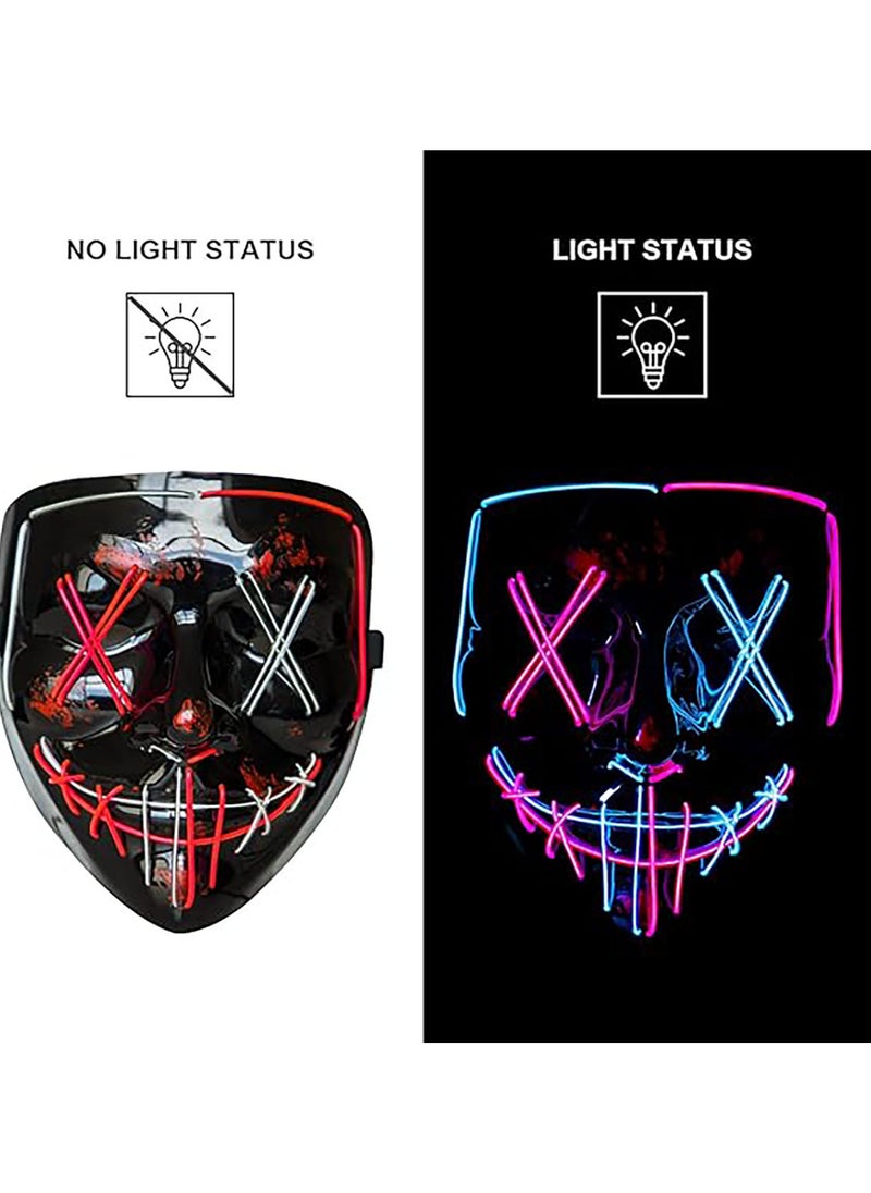AUTOYSUR LED Mask, LED Light up Mask Scary Mask for Festival Party, 2 colors Mask with 3 Light Modes  - Image 5
