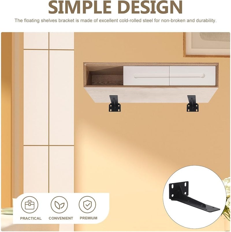 Heavy Duty Black Floating Shelf Bracket Wall Mounted Support for TV Cabinet Bookshelf Kitchen - Image 4