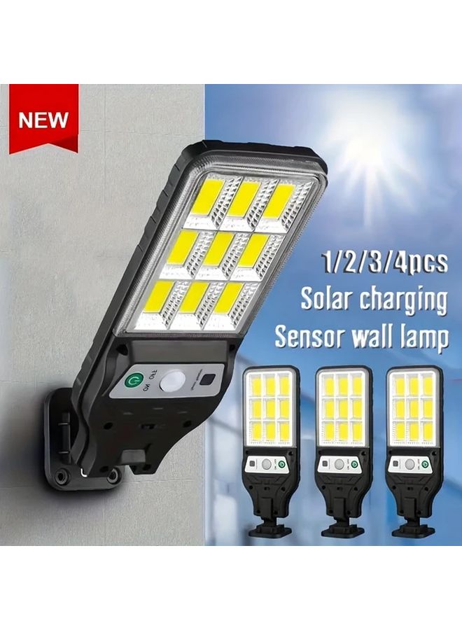 4 قطع أضواء LED خارجية تعمل بالطاقة الشمسية مع حساس حركة لإضاءة الجدران الأمنية - Image 2