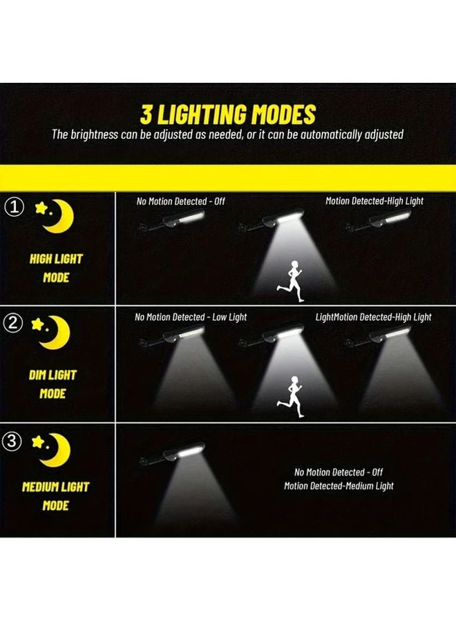 4 قطع أضواء LED خارجية تعمل بالطاقة الشمسية مع حساس حركة لإضاءة الجدران الأمنية - Image 4