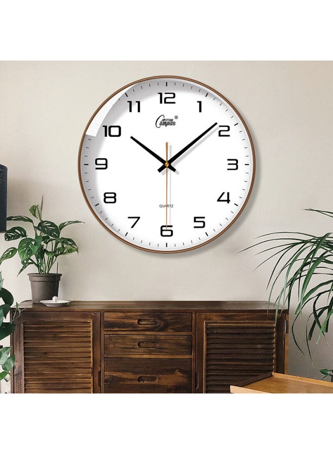 Compas Silent Quartz Wall Clock Living Room Wall Clock Wall Clock New Simple Clock Brown 26Cm - Image 3