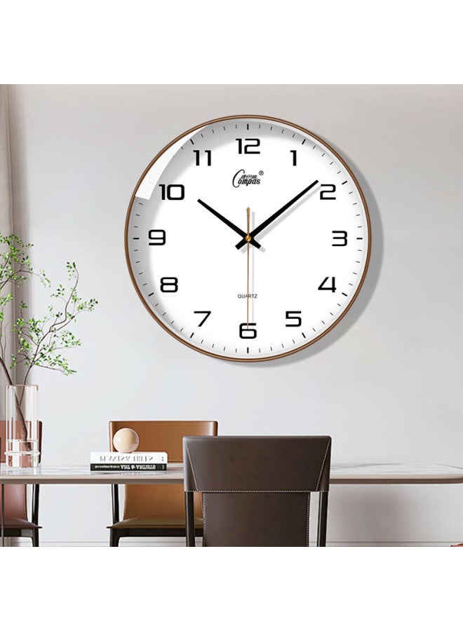Compas Silent Quartz Wall Clock Living Room Wall Clock Wall Clock New Simple Clock Brown 26Cm - Image 2