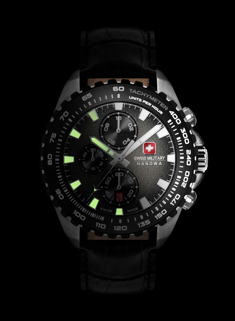 SWISS MILITARY HANOWA Men's Swiss Military Hanowa Stone Marten Watch for Men with Black Genuine Leather Strap 10 Atm - SMWGC0001830