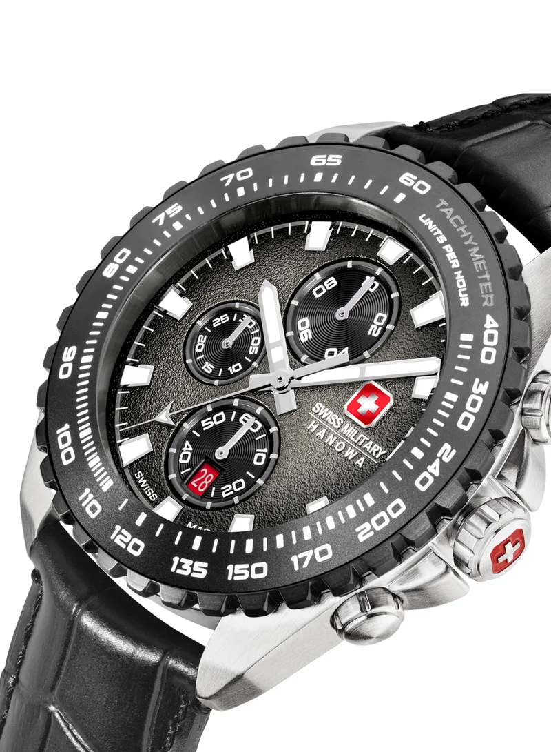 SWISS MILITARY HANOWA Men's Swiss Military Hanowa Stone Marten Watch for Men with Black Genuine Leather Strap 10 Atm - SMWGC0001830