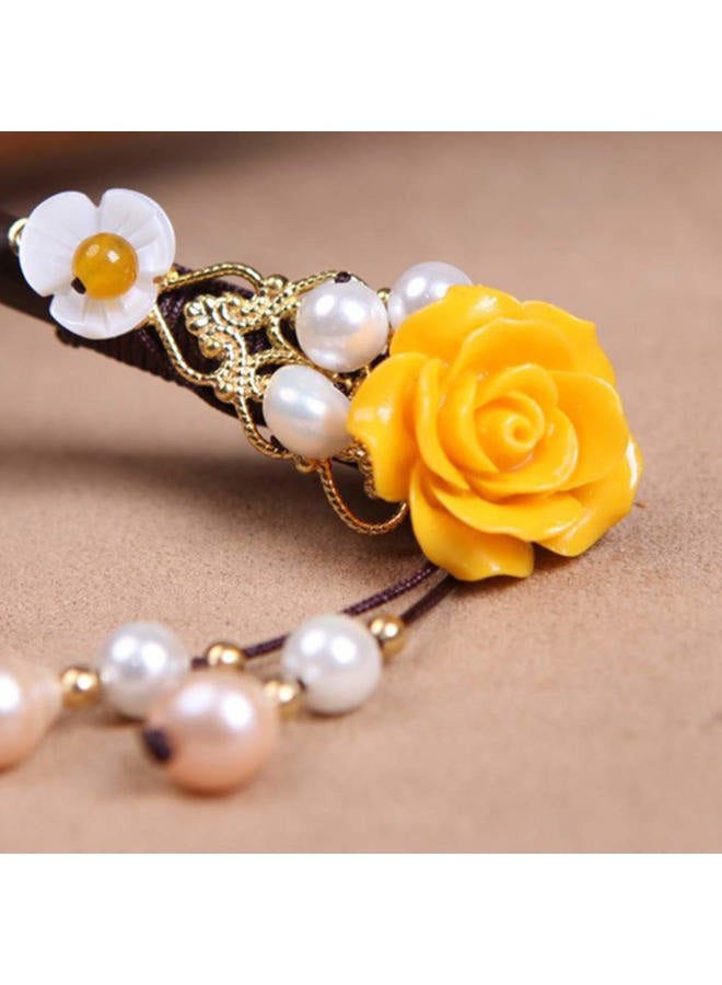 TOP SEWING Wooden Hair Pins 7" Chinese Yellow Flower Hair Sticks For Long Hair 1 Pack Buns Accessories for Girl - Image 2