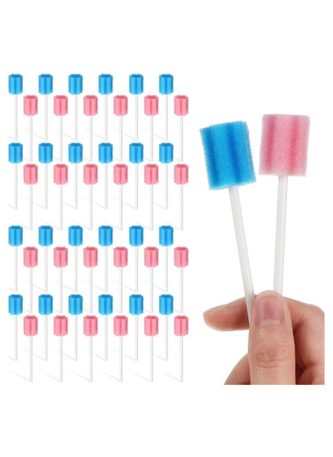 100 Count Unflavored Disposable Oral Swabs Tooth Shape Mouth Swabs Sponge Dental Swabsticks Unflavored For Oral Cavity Cleaning Sponge Swab Individually Wrapped