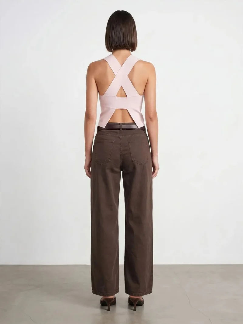 ديلفين Dilvin High-Waist Wide-Leg Denim Jeans