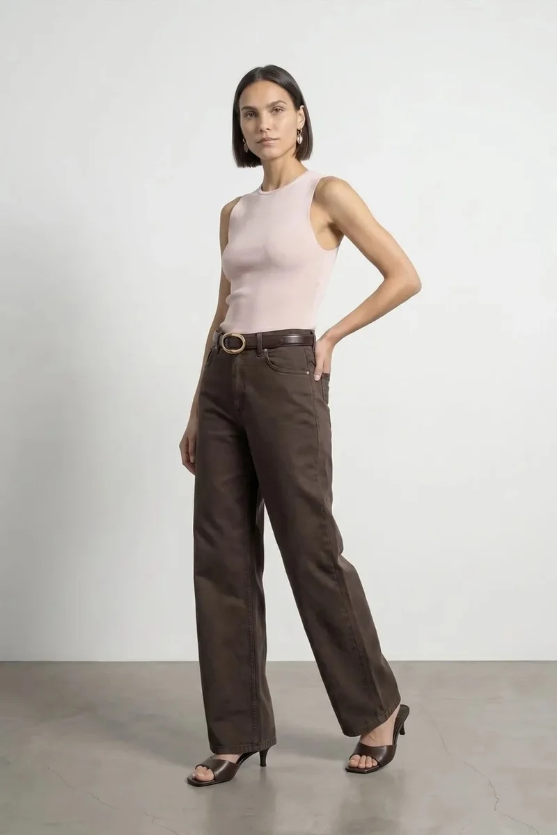 DILVIN High-Waist Wide-Leg Denim Jeans