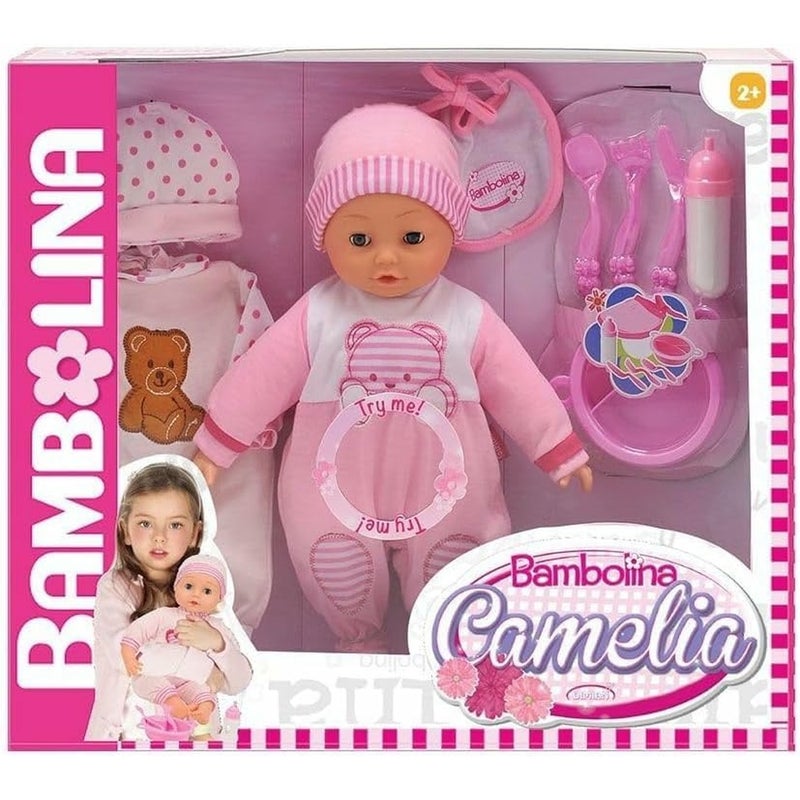 الدمية الطفلة كاميليا 40 سم مع 50 كلمة انجليزية و الأكسسوارات - 9383