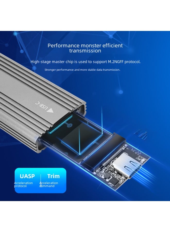 Aluminum Alloy M.2 Solid State Drive Box Dual Protocol 10gbps High-speed Transmission Ngff Sata Pcie Nvme-Color:Black NGFF  - Image 4