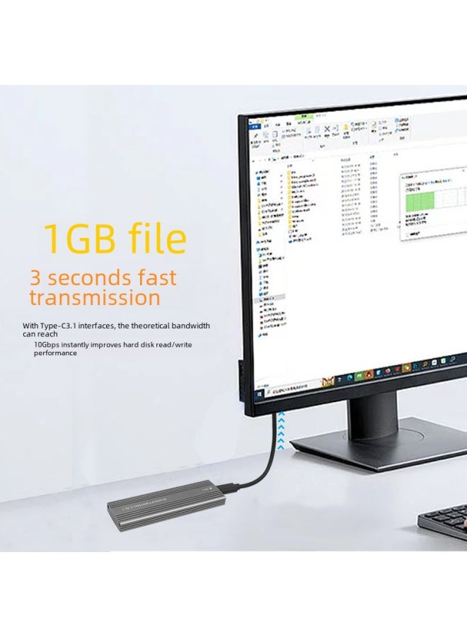 Aluminum Alloy M.2 Solid State Drive Box Dual Protocol 10gbps High-speed Transmission Ngff Sata Pcie Nvme-Color:Black NGFF  - Image 3