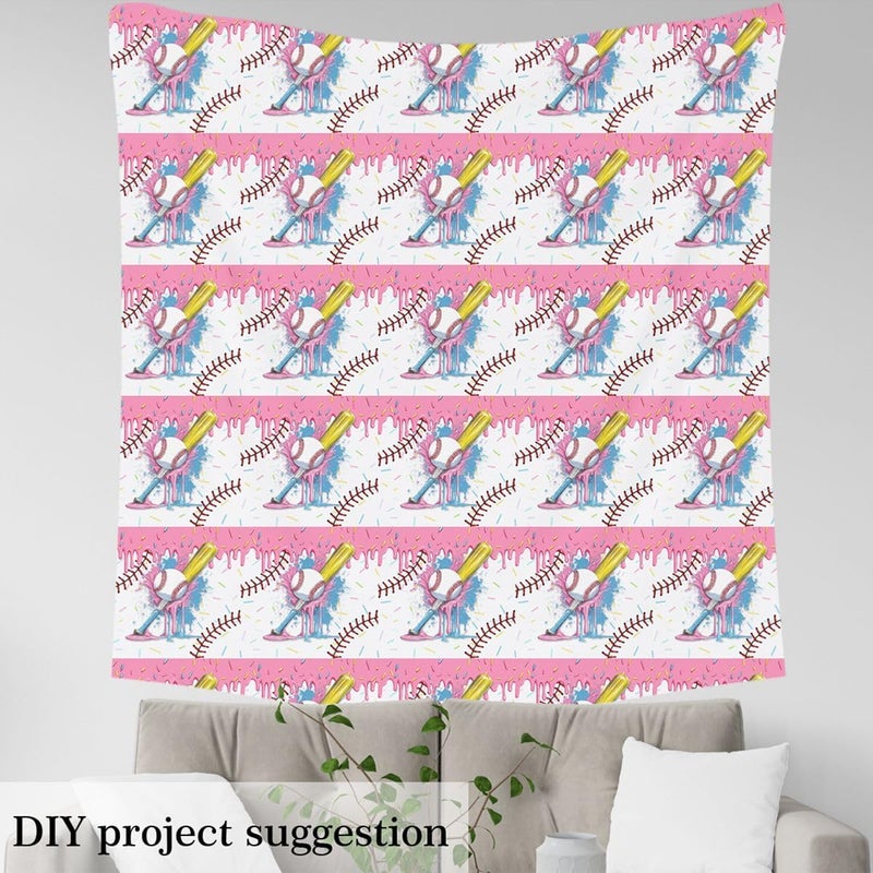 Erosebridal Gaming Cream Baseball Games Pink Flannel Fabric by The Yard 2 Yards | Ice Cream Drip Decor Sports Kids Softball Upholstery Fabric for Chairs Candy Colorful Soft Not Stretchy Decor - Image 3