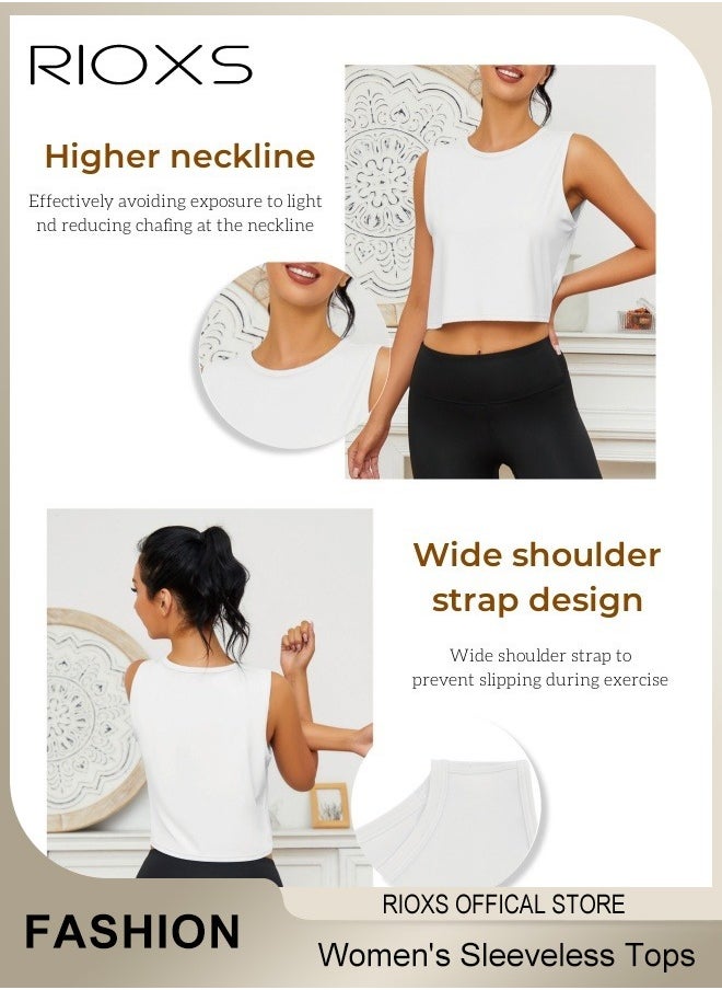 RIOXS - Women's Ice Silk Cooling Yoga Vest Breathable Quick Drying Sports Tank Top Revealing Sweatshirt Sleeveless Yoga Running Top - Image 1