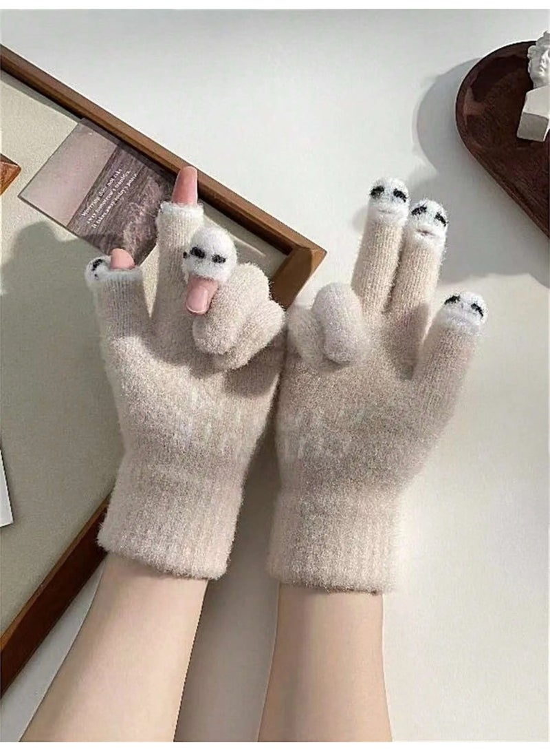 Women’s Winter Gloves with Full-Finger Design Made from Thick Soft Knit Fabric Providing Excellent Heat Retention and Adding a Luxurious Elegant Touch to Your Winter Look - Image 1