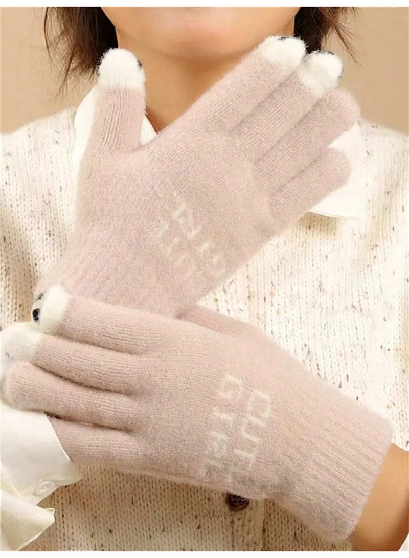 Women’s Winter Gloves with Full-Finger Design Made from Thick Soft Knit Fabric Providing Excellent Heat Retention and Adding a Luxurious Elegant Touch to Your Winter Look - Image 2