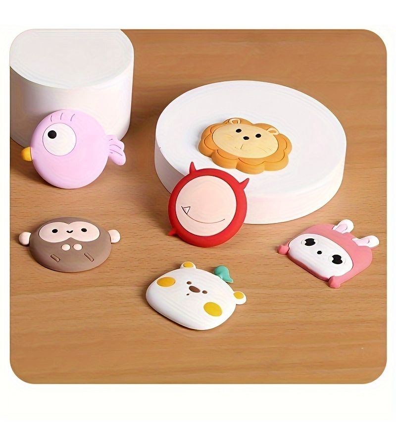 6Pcs Monkey Cartoon Silicone Door Stoppers Thickened Noise Reducing Cushions Self Adhesive - Image 1