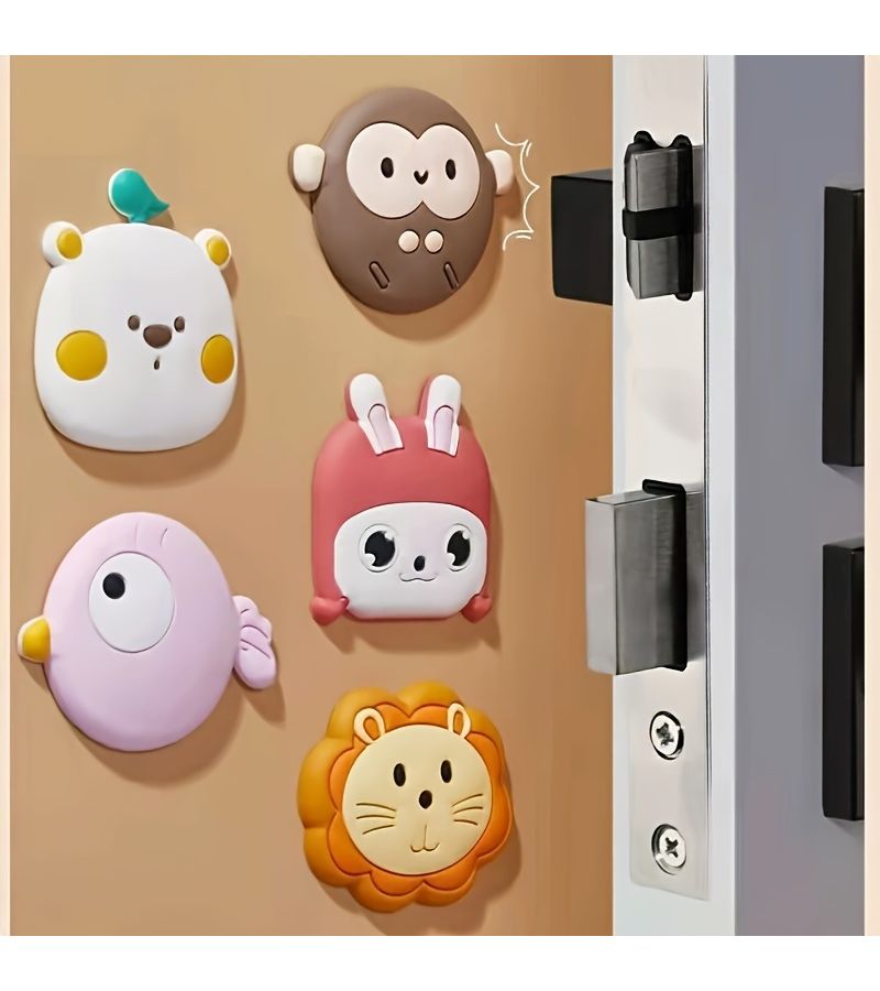 6Pcs Monkey Cartoon Silicone Door Stoppers Thickened Noise Reducing Cushions Self Adhesive - Image 2