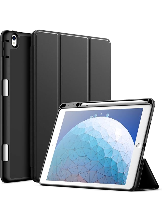 جي تيك حافظة لجهاز ايباد اير 3 10.5 انش 2019 الجيل الثالث وايباد برو 10.5 مع حامل قلم، غطاء رفيع للكمبيوتر اللوحي مع ظهر ناعم من مادة TPU مع خاصية الاستيقاظ التلقائي باللون الأسود - Image 1