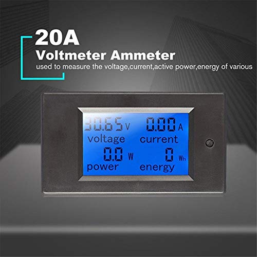 amiciSense DC Energy Meter 4 in 1, 6.5V-100V 20A (2kW) Power Meter Digital Display with Blue Back Light (DC 2KW Energy Meter), Corded Electric - Image 2