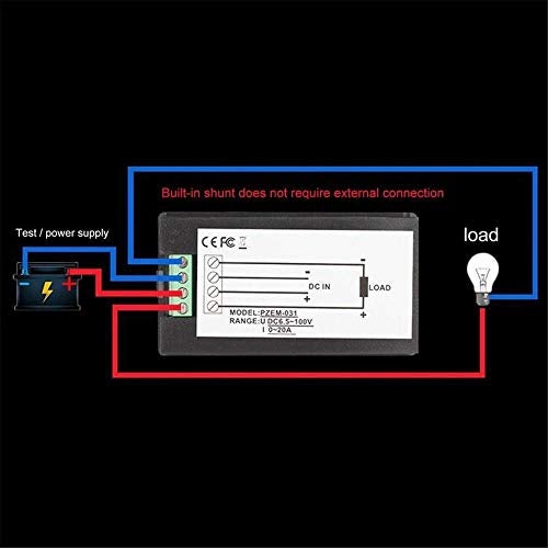 amiciSense DC Energy Meter 4 in 1, 6.5V-100V 20A (2kW) Power Meter Digital Display with Blue Back Light (DC 2KW Energy Meter), Corded Electric - Image 4