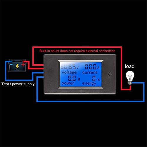 amiciSense DC Energy Meter 4 in 1, 6.5V-100V 20A (2kW) Power Meter Digital Display with Blue Back Light (DC 2KW Energy Meter), Corded Electric - Image 5