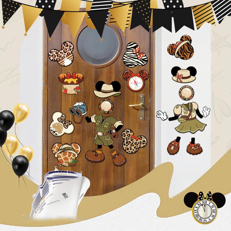 RiVolTa Mouse Cruise Door Magnets - 24 Pcs Jungle Ship Cabin Decorations Magnetic Stickers Safari Tropical Animal Print Anchor Stateroom Decals Carnival Holiday Birthday Party Accessories Car Decor - Image 3