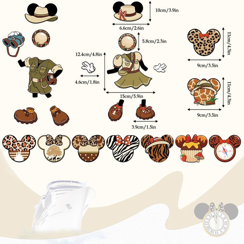 RiVolTa Mouse Cruise Door Magnets - 24 Pcs Jungle Ship Cabin Decorations Magnetic Stickers Safari Tropical Animal Print Anchor Stateroom Decals Carnival Holiday Birthday Party Accessories Car Decor - Image 2