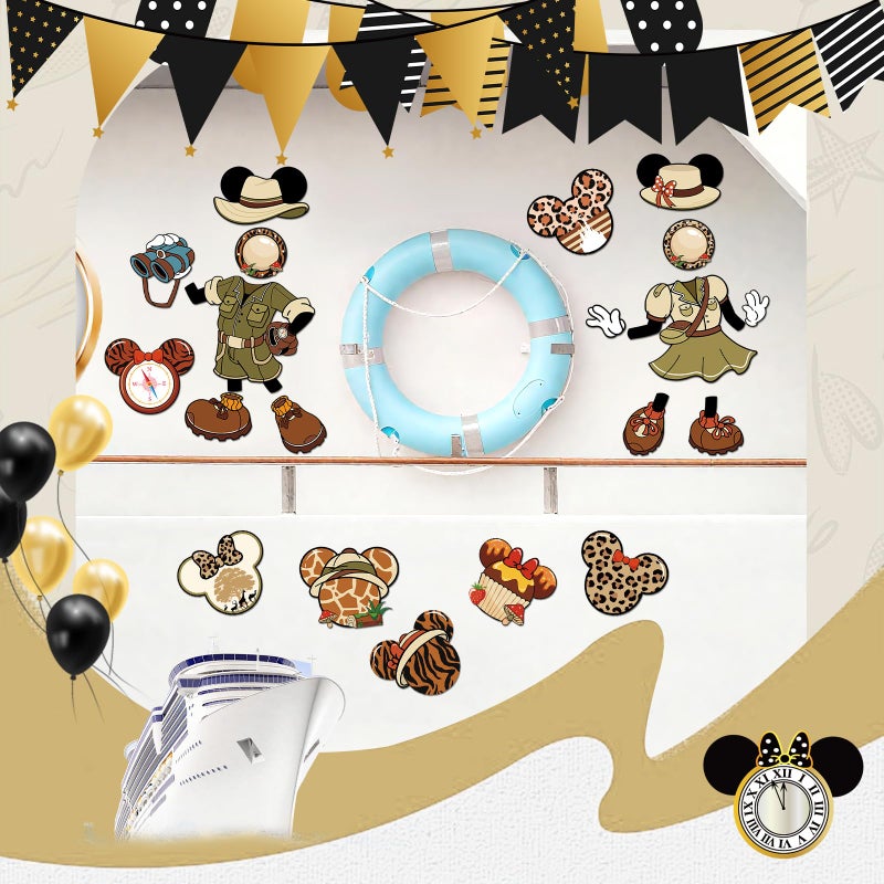 RiVolTa Mouse Cruise Door Magnets - 24 Pcs Jungle Ship Cabin Decorations Magnetic Stickers Safari Tropical Animal Print Anchor Stateroom Decals Carnival Holiday Birthday Party Accessories Car Decor - Image 5