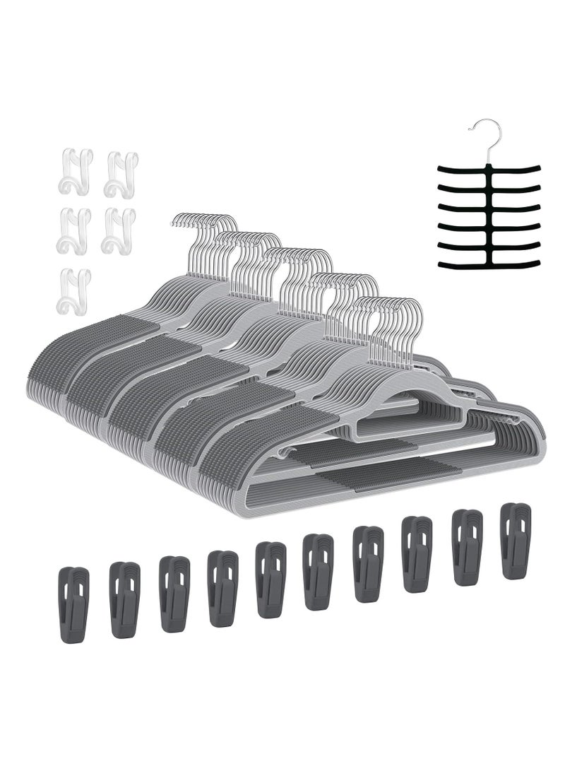TYCOM Clothes Hangers 100 PACK Heavy Duty Durable Standard Clothes Hanger Plastic Suit Coat Shirt Hangers Space Saving Clothes Hanger with Rubber Coating 16.5Inches 100 Pieces Dark Grey. - Image 1