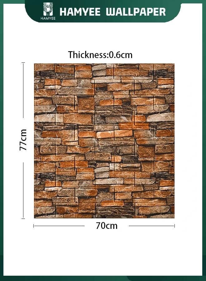 HAMYEE 3D Foam Bricks Wallpaper Set Red, Peel And Stick Wallpaper, Self-adhesive removable wallpaper, For Bedroom/Living Room/TV Wall And Home Decoration 70*77 - Image 1