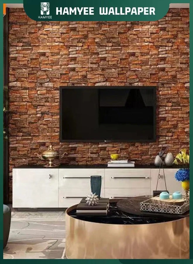 HAMYEE 3D Foam Bricks Wallpaper Set Red, Peel And Stick Wallpaper, Self-adhesive removable wallpaper, For Bedroom/Living Room/TV Wall And Home Decoration 70*77 - Image 2