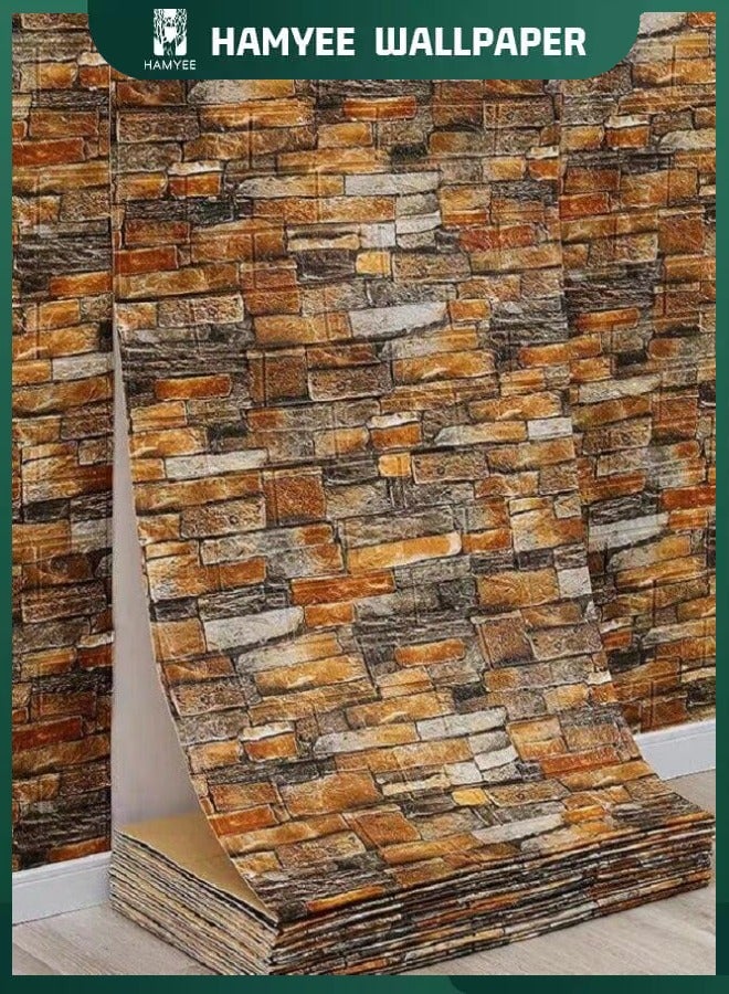 HAMYEE 3D Foam Bricks Wallpaper Set Red, Peel And Stick Wallpaper, Self-adhesive removable wallpaper, For Bedroom/Living Room/TV Wall And Home Decoration 70*77 - Image 3