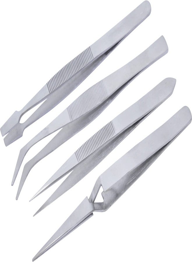 Luxuro Tweezers All Purpose (Set Of 4 Pcs) Stainless Steel Packed In A Pouch - Image 3